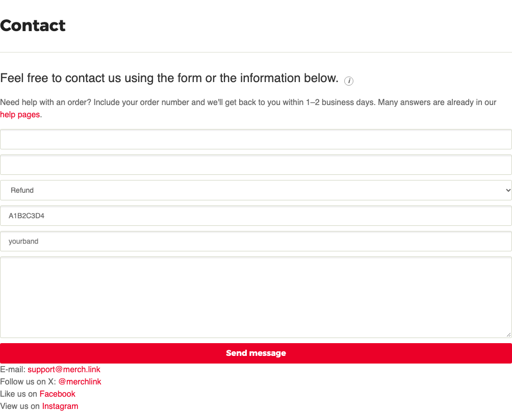 The contact form