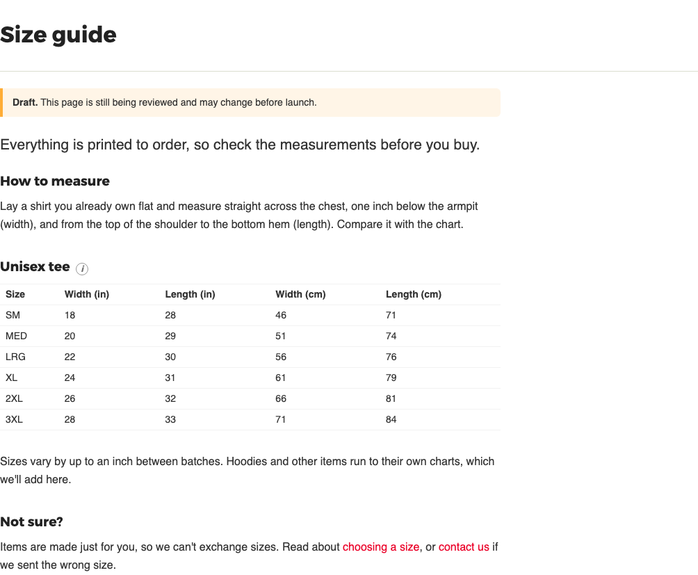 The size guide
